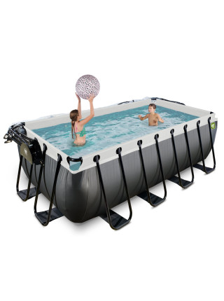 Басейн EXIT з куполом 400х200х122см "чорна шкіра", пісочний фільтр 